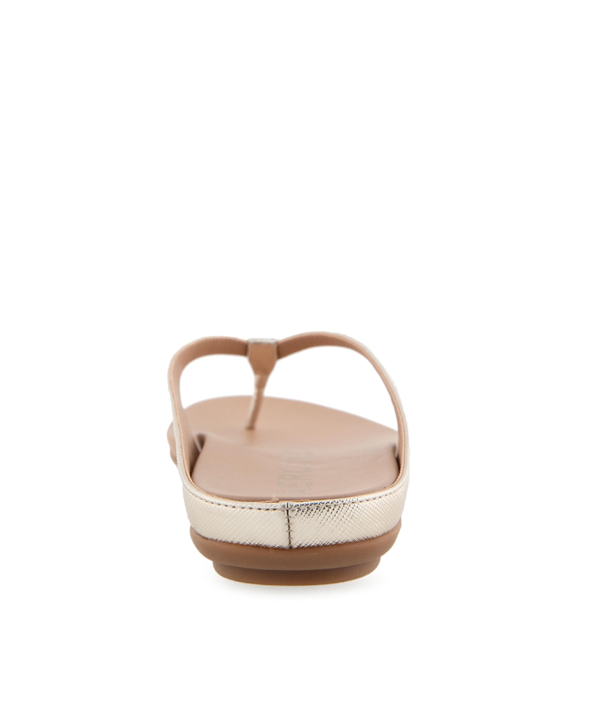 Shop Aerosoles Women's Fisher Round Toe Thong Sandals In Gold Metallic Textured Faux Leather