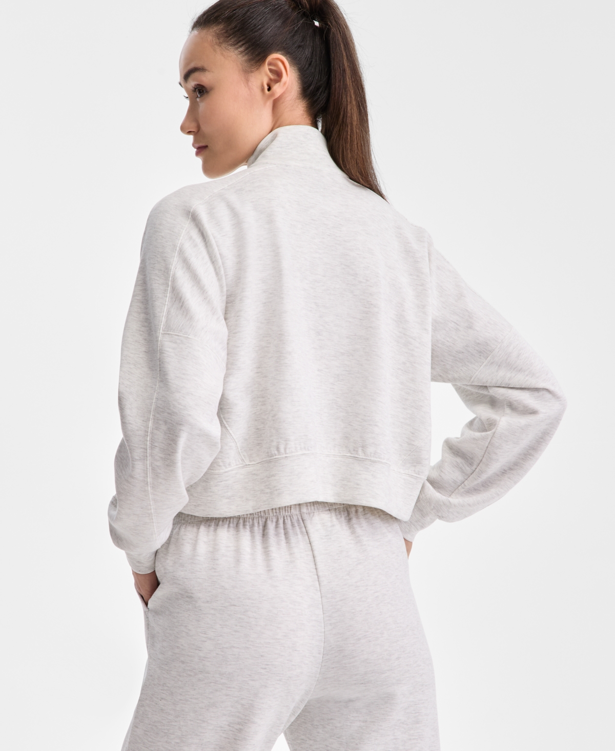 Id Ideology Ideology Womens Quarter Zip Pullover Top Split Hem Sweatpants Exclusively At Macys In Silver Heather