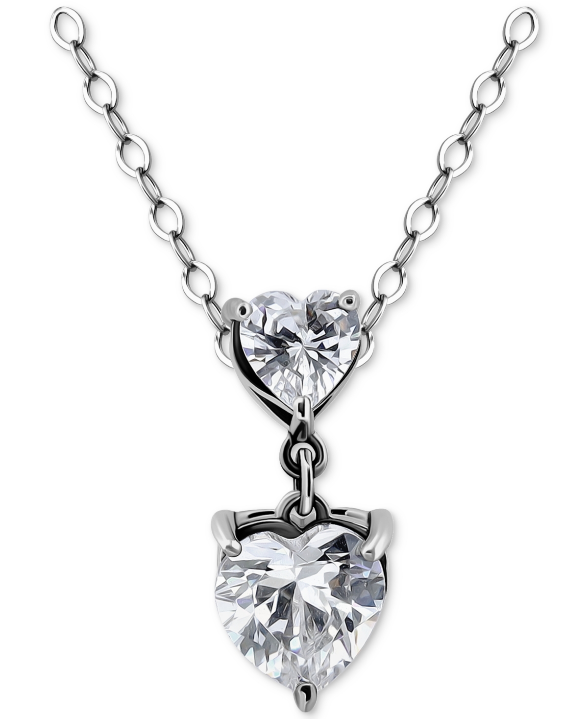GIANI BERNINI CUBIC ZIRCONIA DOUBLE HEART PENDANT NECKLACE, 16" + 2" EXTENDER, EXCLUSIVELY AT MACY'S 
