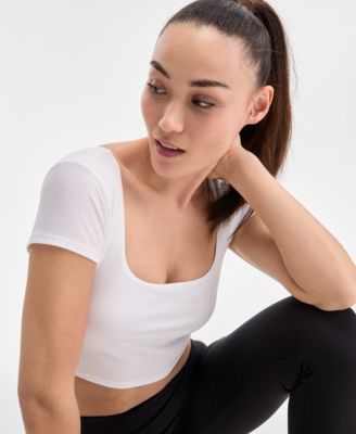 Ideology Women's Soft Rib Short-Sleeve Crop Top, Exclusively at Macy's