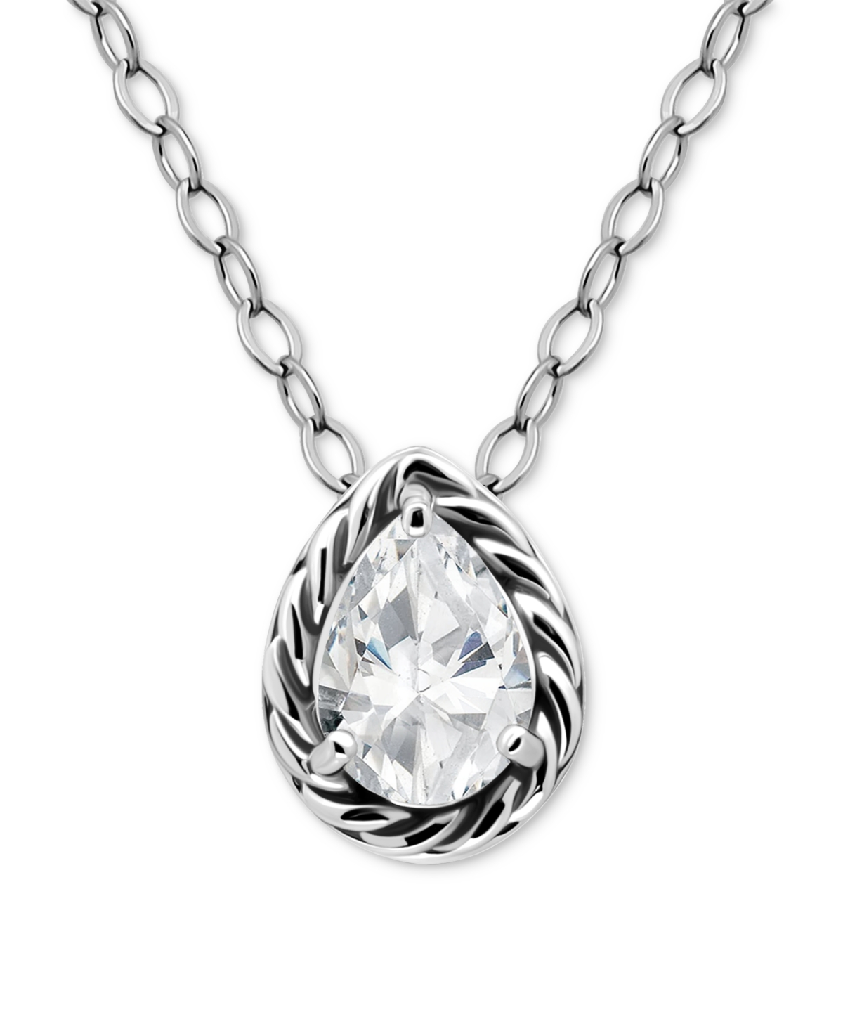 Giani Bernini Cubic Zirconia Solitaire Pendant Necklace (1 Ct. T.w.) In 18k Gold Over Sterling Silver, 16" + 2" Ex In Silver