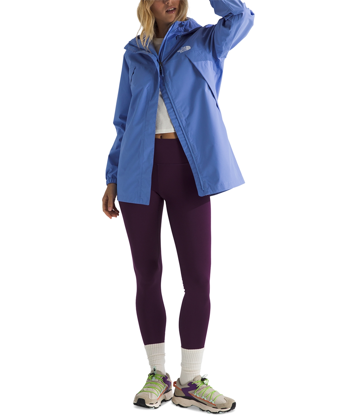 The North Face Antora Waterproof Hooded Rain Jacket In Blue