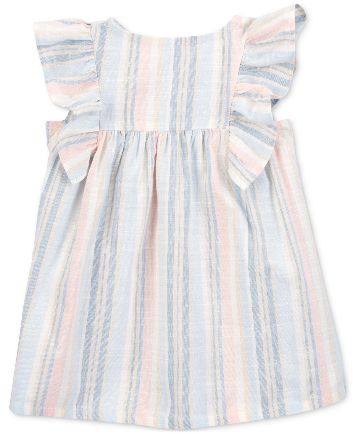 Carter's Baby Girls Striped Flutter-sleeve Dress In Open