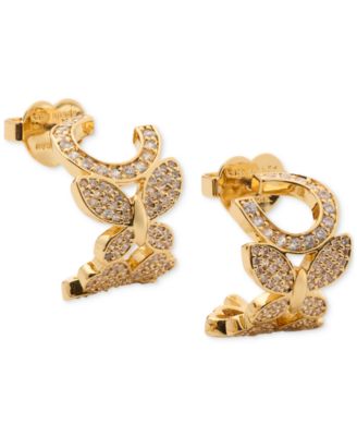 kate spade new york - Lucky Charm Gold-Tone Crystal Huggie Hoop Earrings