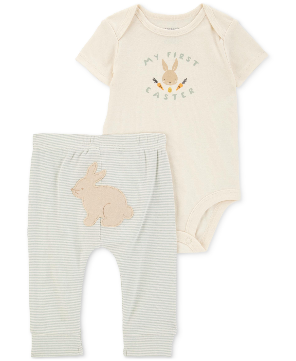 Shop Carter's Baby Girls 2-pc. My First Easter Cotton Bodysuit & Pants Set In White