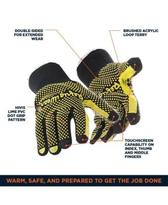 Men's Touchscreen Double Dot Grip Hi Vis Glove (Pack of 12 Pairs)