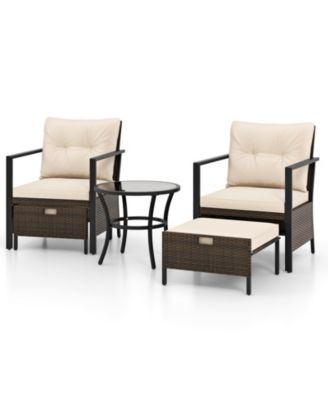 4 Piece Outdoor Furniture Set with Glass Topped Coffee Table