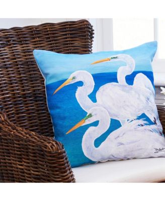 Egret Trio Throw Indoor/Outdoor Accent Pillow