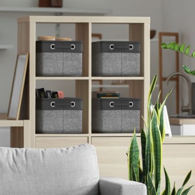 6 Pack 15 inch Collapsible Storage Bins with Handles - Perfect for Home Storage & Organization