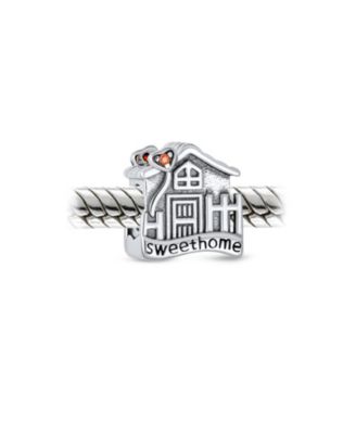 Sweet Home Flower Heart Charm Bead in Sterling Silver