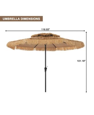 10 Ft. Outdoor Double Top Hawaiian Style Thatch Umbrella