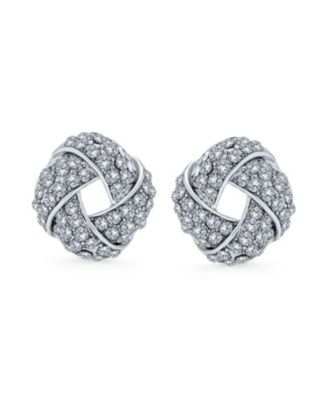 Twist Braided Crystal Love Knot Clip-On Earrings Non-Pierced Ears