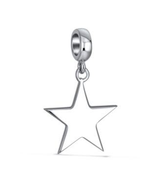 Patriotic Flag Star Dangle Charm Bead Sterling Silver European Bracelet