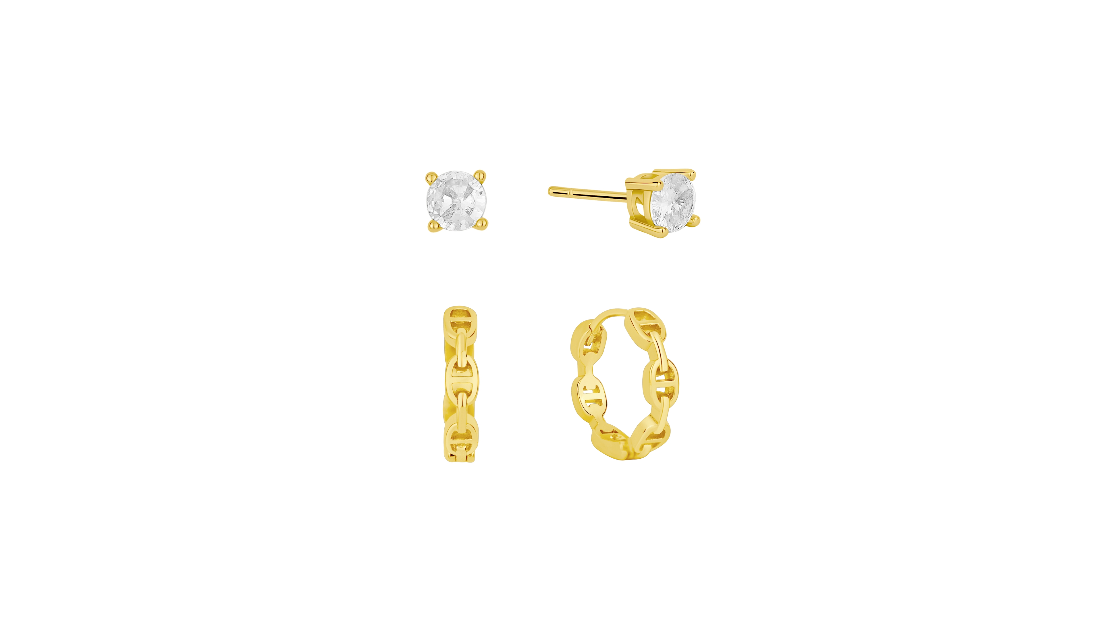 and Now This Cubic Zirconia Stud Hoop Earring Set