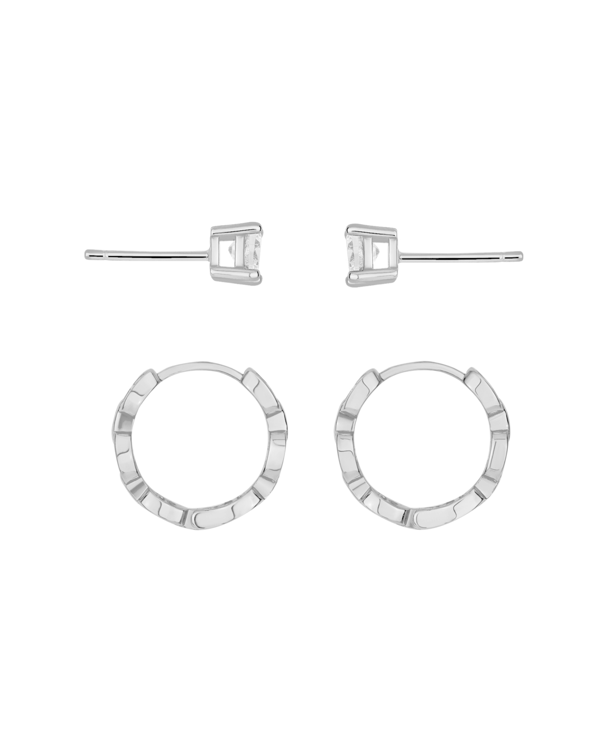 And Now This Cubic Zirconia Stud And Hoop Earring Set In Silver