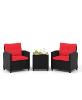 Outdoor Conversation Set 3 Piece with Glass Top Coffee Table