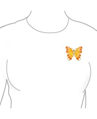 Multi Color Butterfly Brooch Pin Crystal Accent Enamel Plated