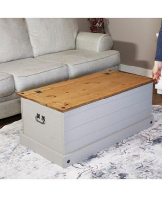 Indoor Trunk with Handles - Solid Pine Construction - Gray - 39.5" W