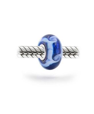 Glass Charm Bead Ocean Wave Swirl Murano Blue European Bracelet Silver Core