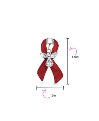 Guardian Angel Cancer Awareness Ribbon Brooch Pin - Crystal Enamel Support Symbol