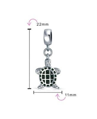 Nautical Green Turtle Dangle Charm Bead Sterling Silver European Bracelet