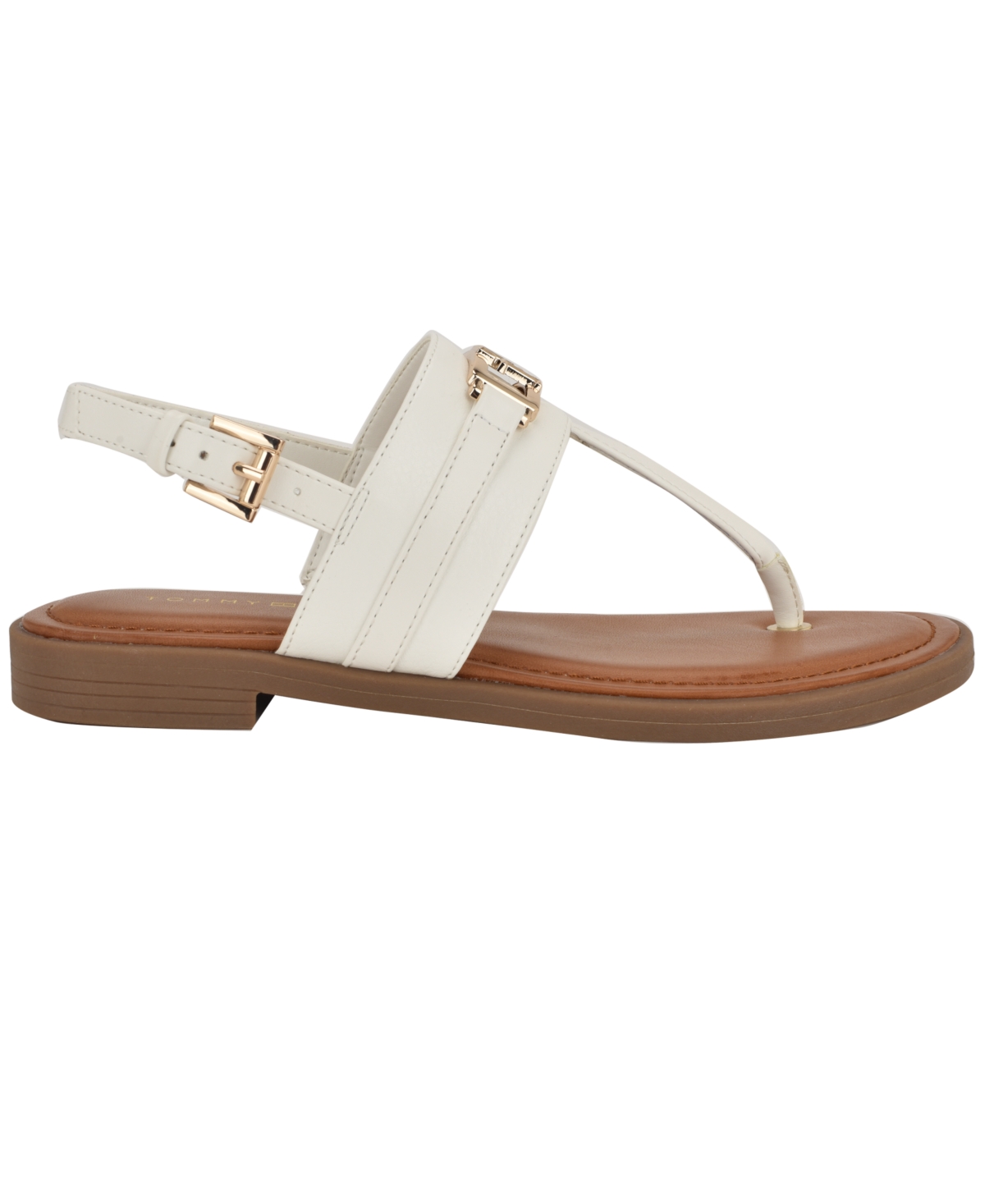 Tommy Hilfiger Women's Carree T-strap Flat Sandals In White