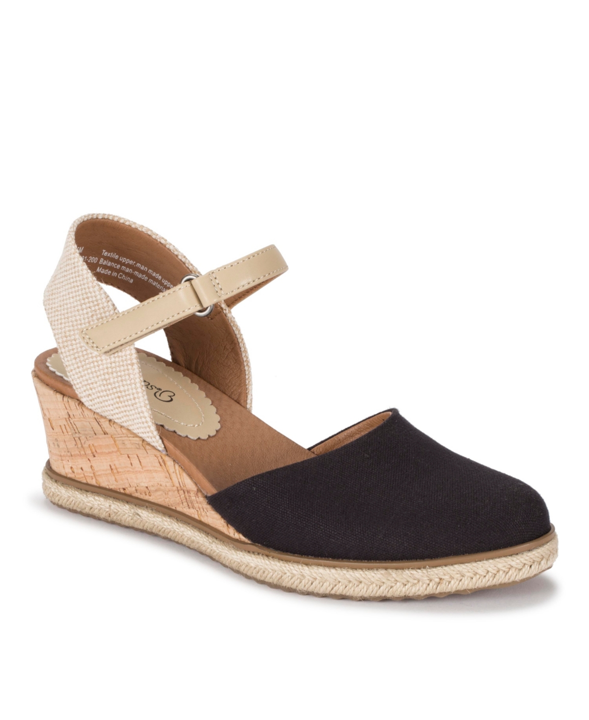 Baretraps Ocean Espadrille Womens Ankle Strap Heeled Espadrilles In Black Canvas