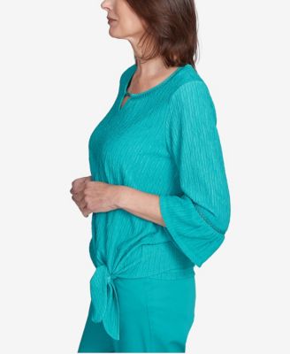 Women's Nantucket Solid Tie Front Bell Sleeve Top