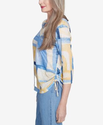 Women's Flower Power Watercolor Patchwork Geometric Top