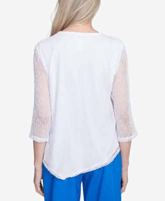 Women's Parrot Cay Popcorn Mesh Top with Necklace