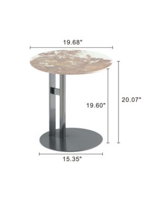 Alondra 19.68" Modern Round Sintered Stone Top End Table