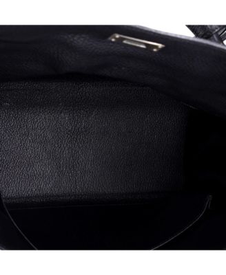 Pre-Owned Hermes Kelly 32 Handbag Black Togo with Brushed Palladium Hardware