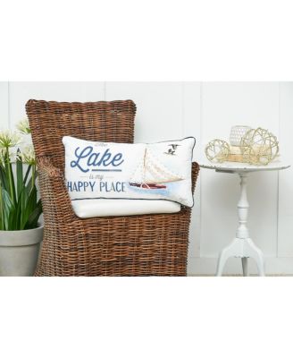 12" x 24" Lake Is My Happy Place Embellished Throw Pillow