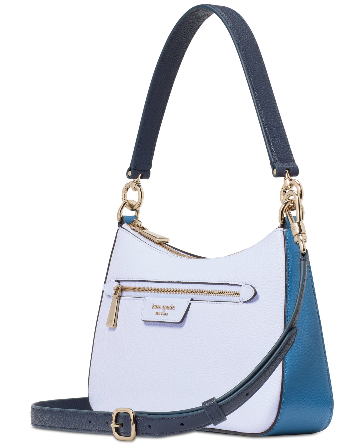 Kate Spade Hudson Colorblocked Pebbled Leather Small Convertible Crossbody In Pale Sapphirine Multi