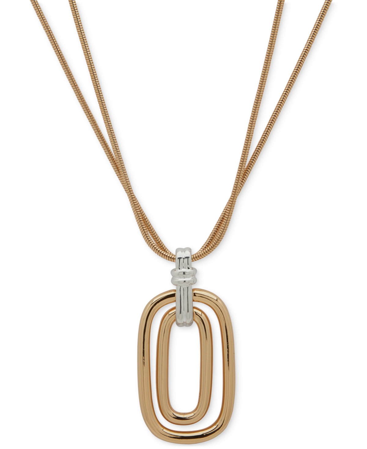 Two-Tone Snake Chain Pendant Necklace, 16" + 3" extender - Gold/Silver