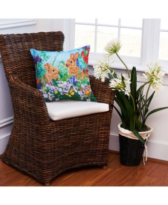Bunny Garden Paradise Throw Indoor/Outdoor Accent Pillow