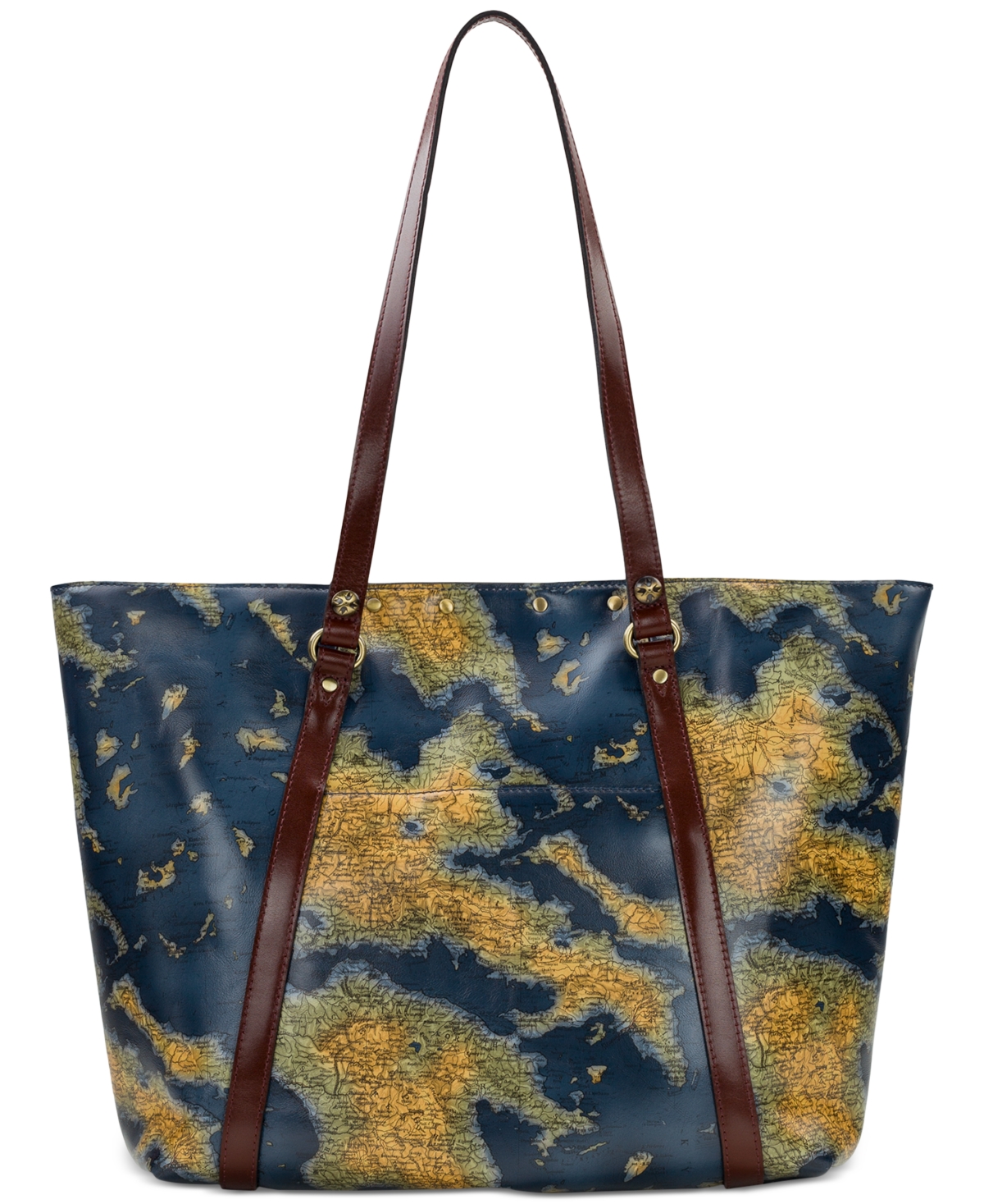 Shop Patricia Nash Benvenuto Smooth Leather Tote In Greek Map