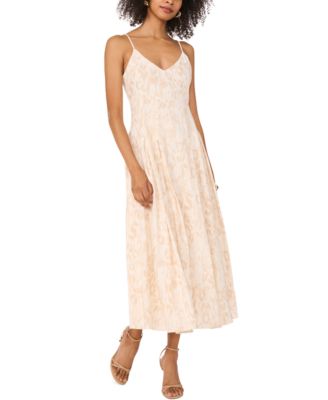 Vince Camuto - Women's Printed V-Neck A-Line Midi Dress