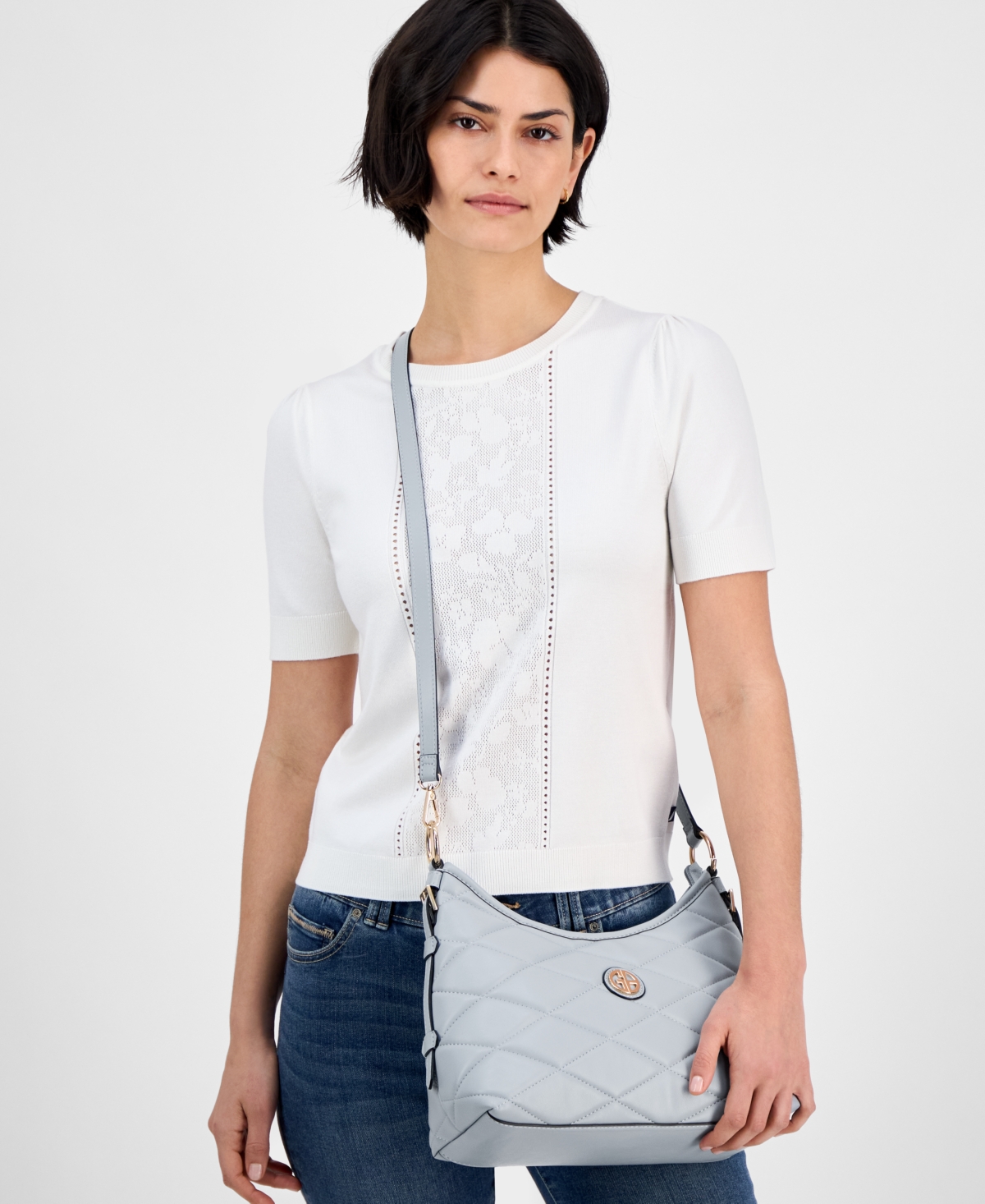 Giani Bernini Small Quilted Soft Shoulder Crossbody, Exclusively At Macy's In Blue