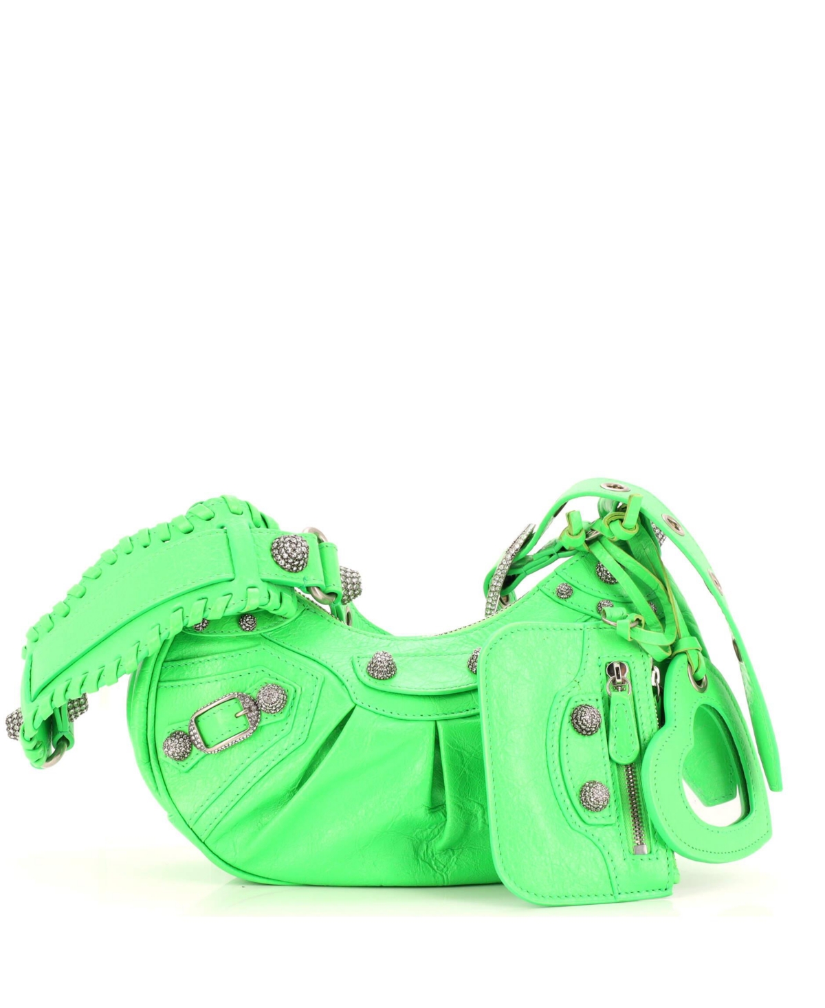 Mini Hourglass Top Handle Bag Crocodile Embossed Leather Mini Cross Body - Green