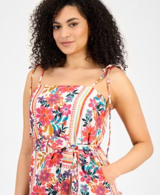 Women's Floral-Print Tie-Strap Mini Dress