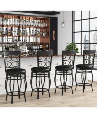 Set of 2 Bar Stools with Backrest and Footrest for Comfortable Kitchen or Home Bar Seating