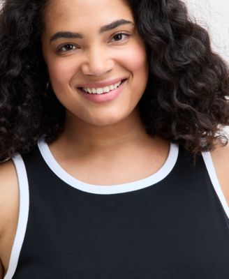 Trendy Plus Size Contrast Tipped Tank Top