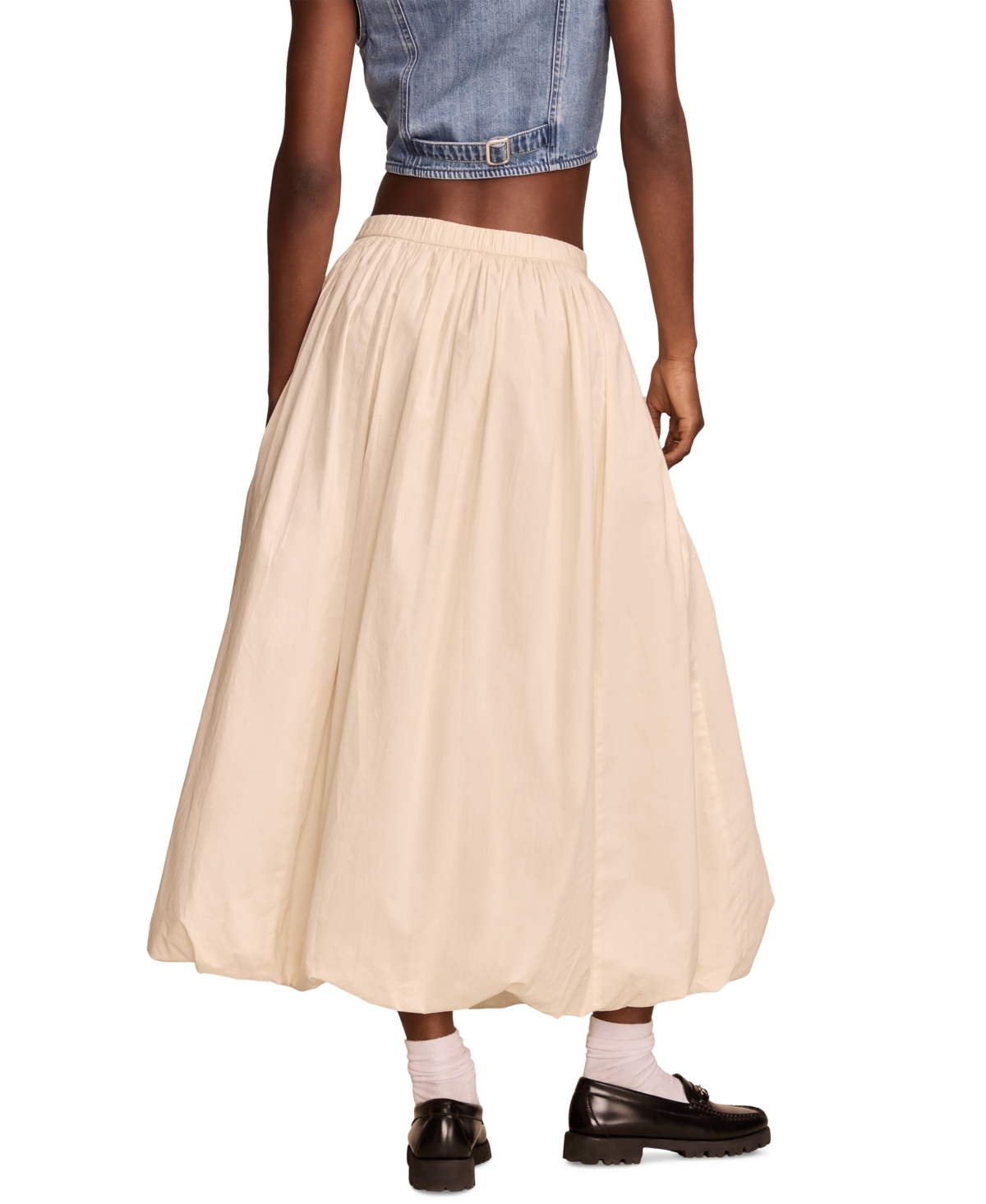 LUCKY BRAND WOMEN'S COTTON BUBBLE-HEM MAXI SKIRT 