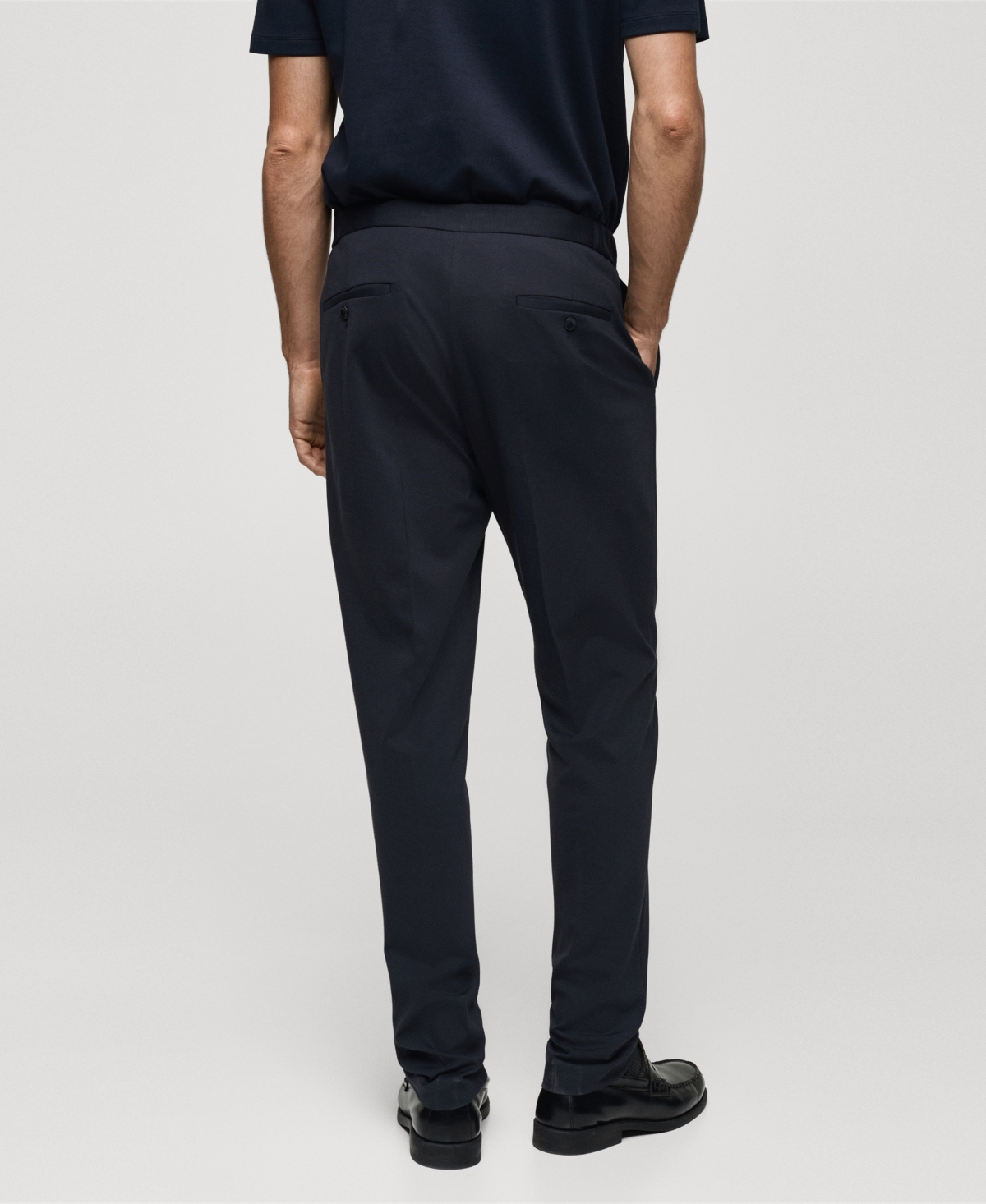 Mango Slim Fit Virgin Wool Suit Pants In Dark Navy
