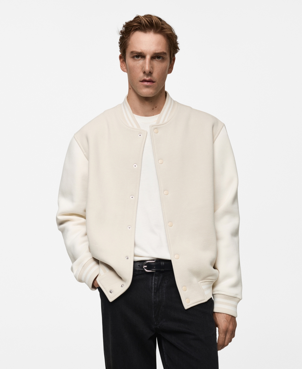MANGO MEN'S CONTRAST BOMBER JACKET 