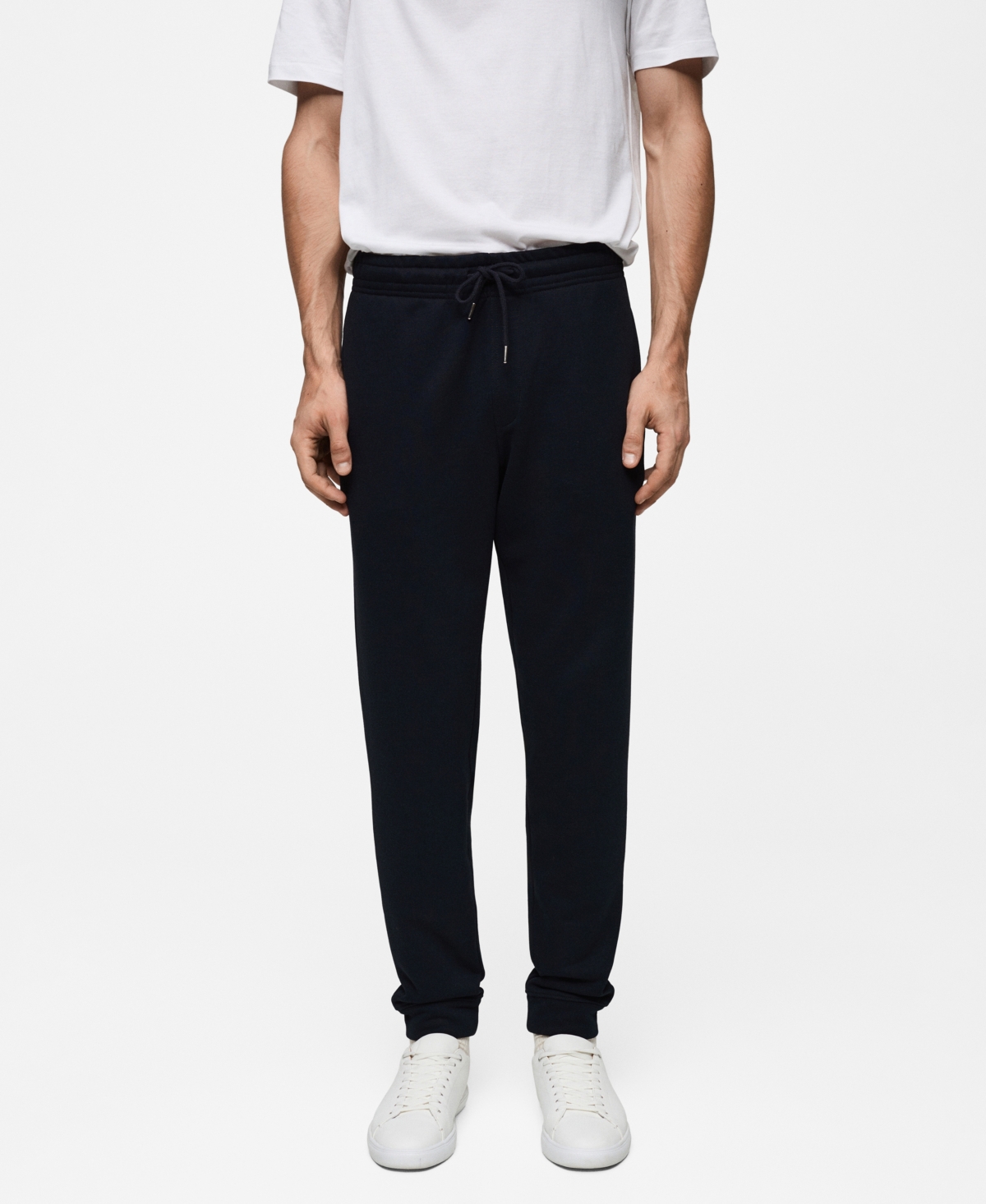 Mango Drawstring Slim Fit Sweatpants In Dark Navy