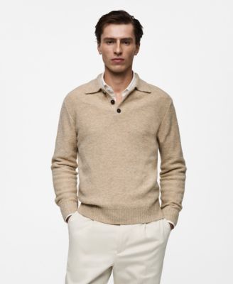 MANGO - Men's Mini Boucle Knit Polo Shirt