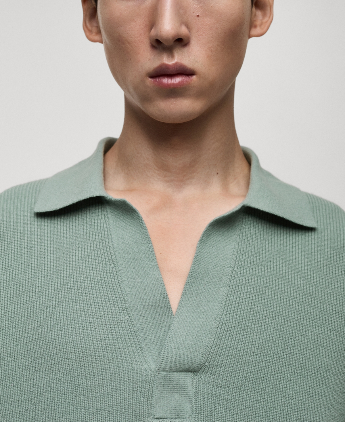Mango Men's Slim-fit Knit Wool-blend Polo Sweater In Aqua Green