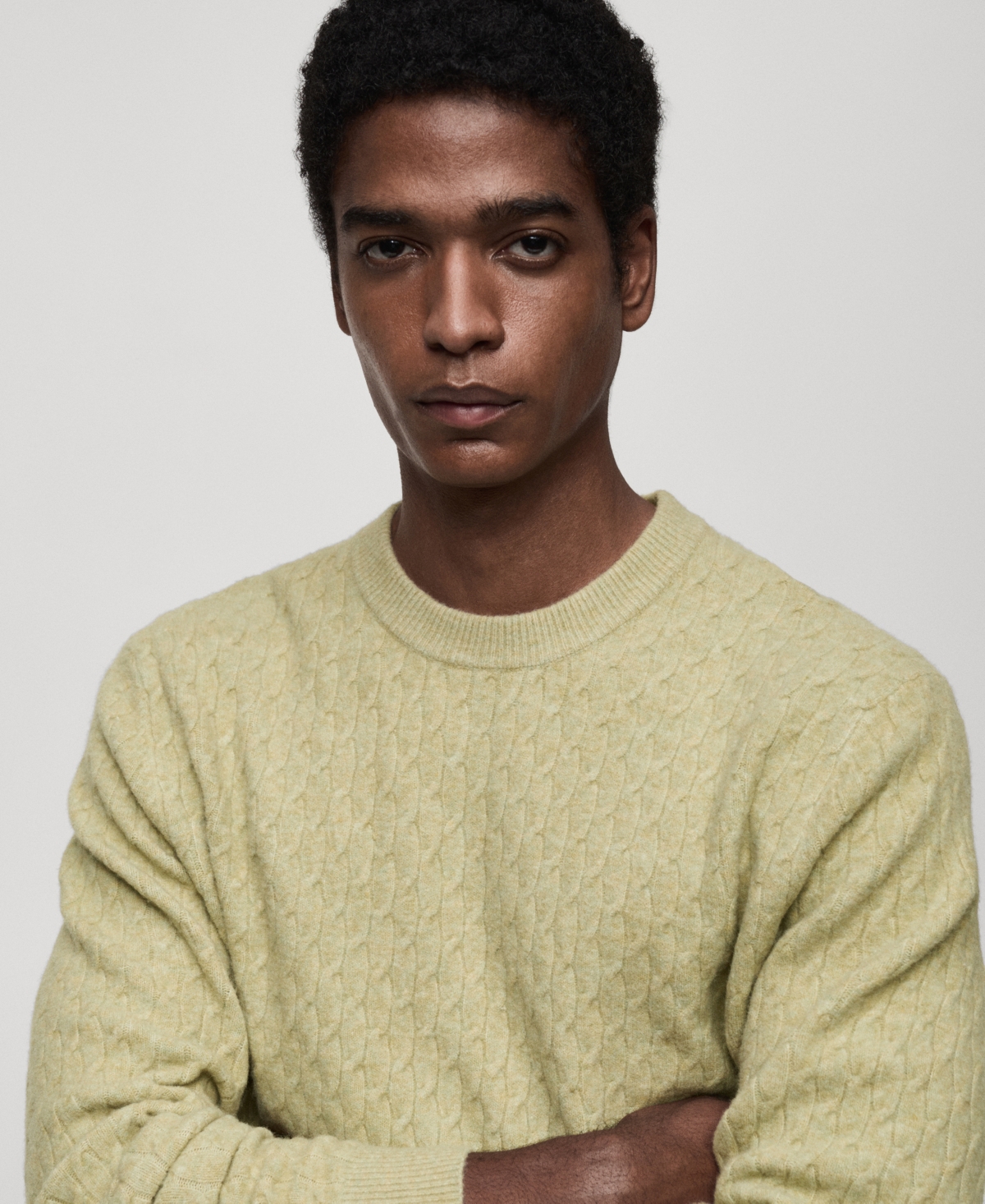 Mango Men's Slim-fit Micro-structured Knit Sweater In Pastel Green